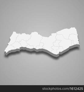 3d isometric map of Faro is a district of Portugal, vector illustration. 3d isometric map of Faro is a district of Portugal