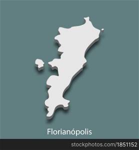 3d isometric map of Florianopolis is a city of Brazil , vector illustration. 3d isometric map of Florianopolis is a city of Brazil