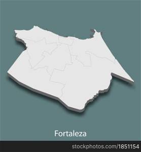 3d isometric map of Fortaleza is a city of Brazil , vector illustration. 3d isometric map of Fortaleza is a city of Brazil