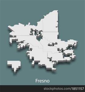 3d isometric map of Fresno is a city of United States, vector illustration. 3d isometric map of Fresno is a city of United States