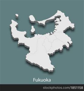 3d isometric map of Fukuoka is a city of Japan, vector illustration. 3d isometric map of Fukuoka is a city of Japan