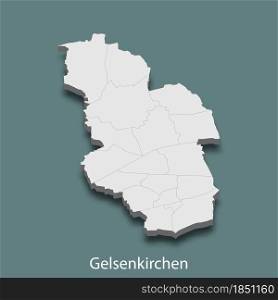 3d isometric map of Gelsenkirchen is a city of Germany, vector illustration. 3d isometric map of Gelsenkirchen is a city of Germany