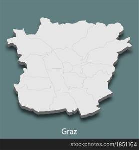 3d isometric map of Graz is a city of Austria, vector illustration. 3d isometric map of Graz is a city of Austria