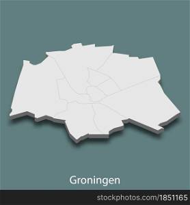 3d isometric map of Groningen is a city of Netherlands, vector illustration. 3d isometric map of Groningen is a city of Netherlands