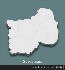 3d isometric map of Guadalajara is a city of Mexico, vector illustration. 3d isometric map of Guadalajara is a city of Mexico