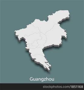 3d isometric map of Guangzhou is a city of China, vector illustration. 3d isometric map of Guangzhou is a city of China