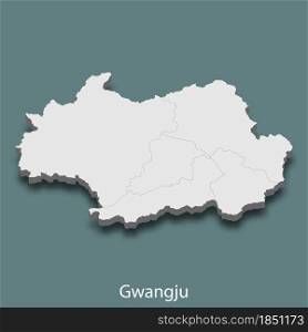 3d isometric map of Gwangju is a city of Korea, vector illustration. 3d isometric map of Gwangju is a city of Korea