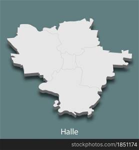 3d isometric map of Halle is a city of Germany, vector illustration. 3d isometric map of Halle is a city of Germany