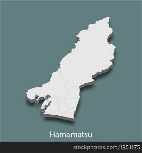 3d isometric map of Hamamatsu is a city of Japan, vector illustration. 3d isometric map of Hamamatsu is a city of Japan