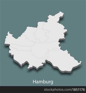 3d isometric map of Hamburg is a city of Germany, vector illustration. 3d isometric map of Hamburg is a city of Germany