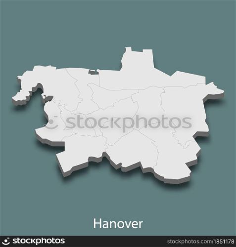 3d isometric map of Hanover is a city of Germany, vector illustration. 3d isometric map of Hanover is a city of Germany