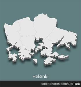 3d isometric map of Helsinki is a city of Finland , vector illustration. 3d isometric map of Helsinki is a city of Finland