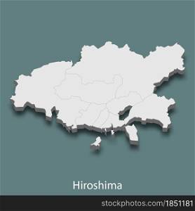 3d isometric map of Hiroshima is a city of Japan, vector illustration. 3d isometric map of Hiroshima is a city of Japan