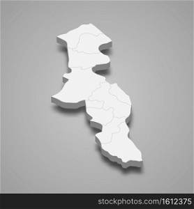 3d isometric map of is a province of Iran, vector illustration. 3d isometric map of is a province of Iran