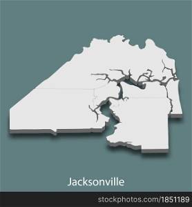 3d isometric map of Jacksonville is a city of United States, vector illustration. 3d isometric map of Jacksonville is a city of United States