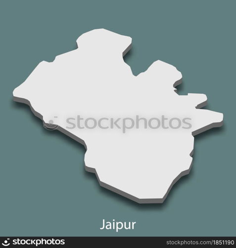 3d isometric map of Jaipur is a city of India, vector illustration. 3d isometric map of Jaipur is a city of India