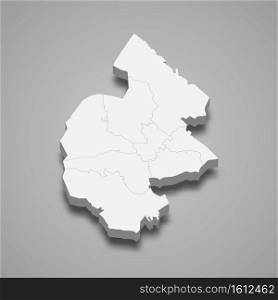 3d isometric map of Jamtland is a county of Sweden, vector illustration. 3d isometric map of Jamtland is a county of Sweden,