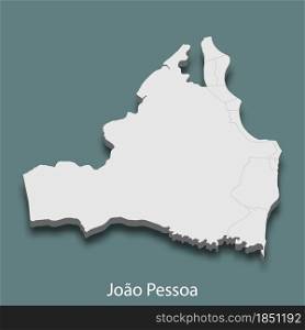 3d isometric map of Joao Pessoa is a city of Brazil , vector illustration. 3d isometric map of Joao Pessoa is a city of Brazil