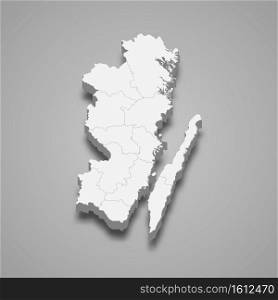 3d isometric map of Kalmar is a county of Sweden, vector illustration. 3d isometric map of Kalmar is a county of Sweden,