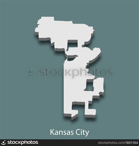 3d isometric map of Kansas City is a city of United States, vector illustration. 3d isometric map of Kansas City is a city of United States