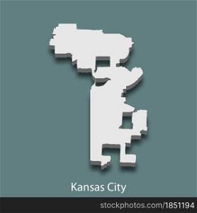 3d isometric map of Kansas City is a city of United States, vector illustration. 3d isometric map of Kansas City is a city of United States
