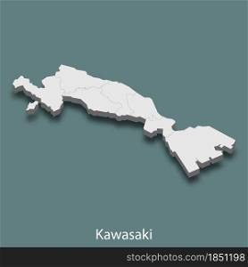 3d isometric map of Kawasaki is a city of Japan, vector illustration. 3d isometric map of Kawasaki is a city of Japan