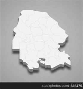 3d isometric map of Khuzestan is a province of Iran, vector illustration. 3d isometric map of Khuzestan is a province of Iran