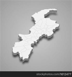 3d isometric map of Khyber Pakhtunkhwa is a province of Pakistan, vector illustration. 3d isometric map of Khyber Pakhtunkhwa is a province of Pakistan