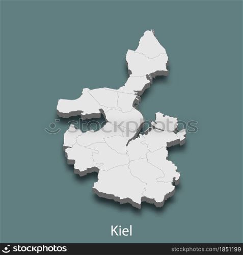 3d isometric map of Kiel is a city of Germany, vector illustration. 3d isometric map of Kiel is a city of Germany