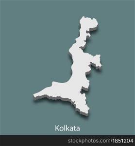 3d isometric map of Kolkata is a city of India, vector illustration. 3d isometric map of Kolkata is a city of India