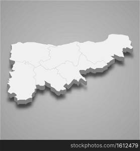 3d isometric map of Komarom-Esztergom is a county of Hungary, vector illustration. 3d isometric map of Komarom-Esztergom is a county of Hungary