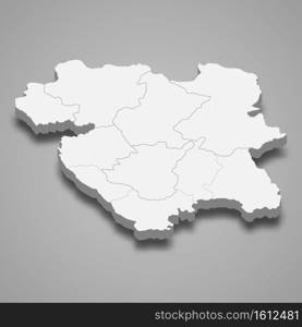 3d isometric map of Kurdistan is a province of Iran, vector illustration. 3d isometric map of Kurdistan is a province of Iran