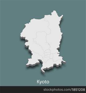 3d isometric map of Kyoto is a city of Japan, vector illustration. 3d isometric map of Kyoto is a city of Japan