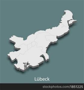 3d isometric map of L?beck is a city of Germany, vector illustration. 3d isometric map of L?beck is a city of Germany