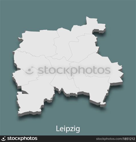 3d isometric map of Leipzig is a city of Germany, vector illustration. 3d isometric map of Leipzig is a city of Germany