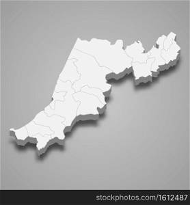 3d isometric map of Leiria is a district of Portugal, vector illustration. 3d isometric map of Leiria is a district of Portugal