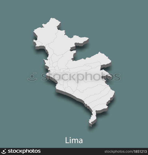 3d isometric map of Lima is a city of Peru, vector illustration. 3d isometric map of Lima is a city of Peru