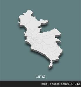 3d isometric map of Lima is a city of Peru, vector illustration. 3d isometric map of Lima is a city of Peru
