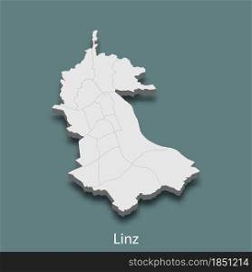 3d isometric map of Linz is a city of Austria, vector illustration. 3d isometric map of Linz is a city of Austria
