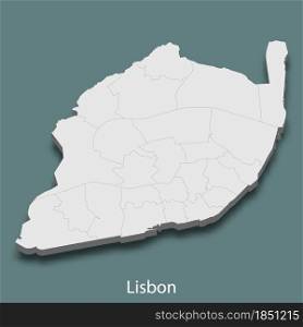 3d isometric map of Lisbon is a city of Portugal , vector illustration. 3d isometric map of Lisbon is a city of Portugal
