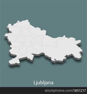 3d isometric map of Ljubljana is a city of Slovenia , vector illustration. 3d isometric map of Ljubljana is a city of Slovenia