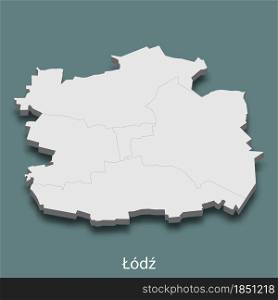 3d isometric map of Lodz is a city of Poland, vector illustration. 3d isometric map of Lodz is a city of Poland