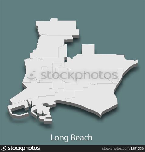 3d isometric map of Long Beach is a city of United States, vector illustration. 3d isometric map of Long Beach is a city of United States