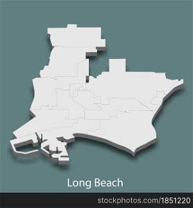 3d isometric map of Long Beach is a city of United States, vector illustration. 3d isometric map of Long Beach is a city of United States
