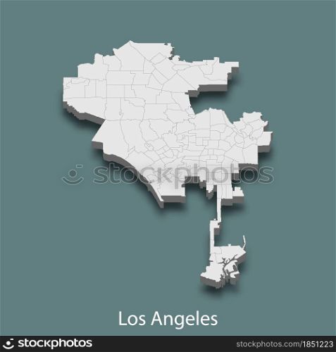 3d isometric map of Los Angeles is a city of United States, vector illustration. 3d isometric map of Los Angeles is a city of United States