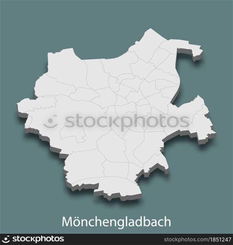 3d isometric map of M?nchengladbach is a city of Germany, vector illustration. 3d isometric map of M?nchengladbach is a city of Germany
