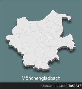 3d isometric map of M?nchengladbach is a city of Germany, vector illustration. 3d isometric map of M?nchengladbach is a city of Germany