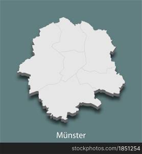 3d isometric map of M?nster is a city of Germany, vector illustration. 3d isometric map of M?nster is a city of Germany