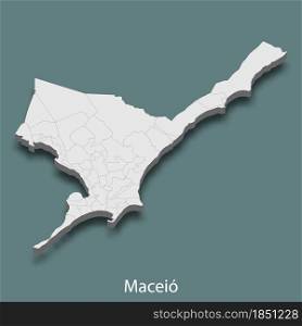 3d isometric map of Maceio is a city of Brazil , vector illustration. 3d isometric map of Maceio is a city of Brazil