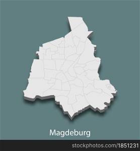 3d isometric map of Magdeburg is a city of Germany, vector illustration. 3d isometric map of Magdeburg is a city of Germany